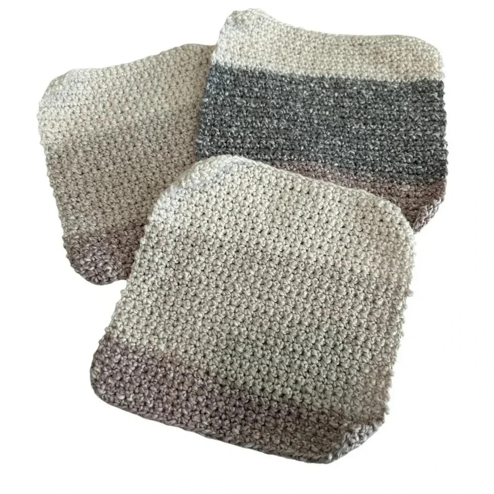 Hand Crocheted Washcloth/Dishcloth - Set of 3